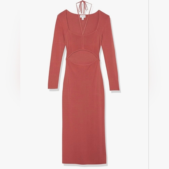 The Drop Women's Corbin Long-Sleeve Halter Detail Cutout Midi Dress #857 - Picture 7 of 9